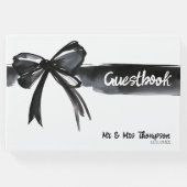 Grote Waterverf Bow Zwart-wit Modern Bruiloft Gastenboek (Voorkant)