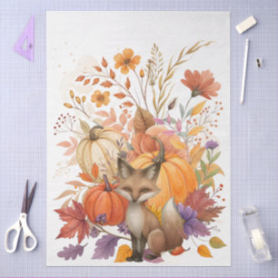 Grote Waterverf Herfst Wildflowers Pompoenen & Vos Tissuepapier