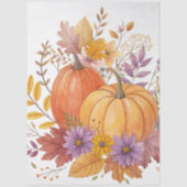 Grote Waterverf Herfst Wildflowers & Pumpkins Tissuepapier (Voorkant)