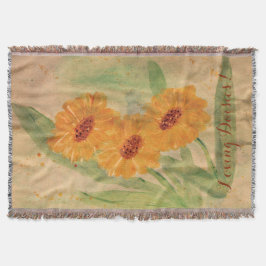 Grote Waterverf madeliefjes Deken