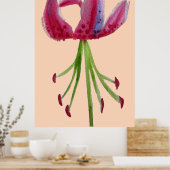 Grote waterverf moderne roze kunstbloem poster (Keuken)