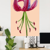 Grote waterverf moderne roze kunstbloem poster (Thuiskantoor)