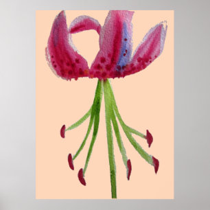 Grote waterverf moderne roze kunstbloem poster