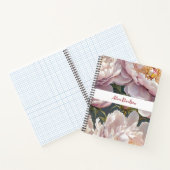 Grote waterverf roze pioenrozen | jouw naam notitieboek (Binnen)