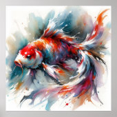Grote Waterverf Schilderij Kleurrijke Koi Fish Art Poster (Voorkant)