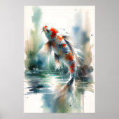 Grote Waterverf Schilderij Kleurrijke Koi Fish Art Poster (Voorkant)