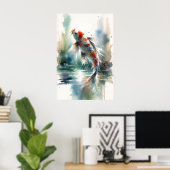 Grote Waterverf Schilderij Kleurrijke Koi Fish Art Poster (Thuiskantoor)