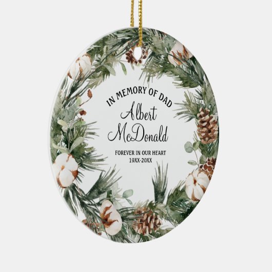 Grote Waterverf ter nagedachtenis van pap Kerstmis Keramisch Ornament (Rechts)