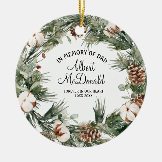 Grote Waterverf ter nagedachtenis van pap Kerstmis Keramisch Ornament (Voorkant)