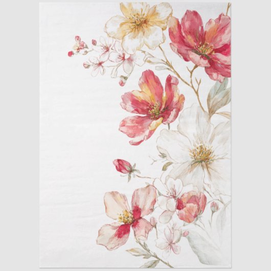 Grote Waterverf Wildflowers Boeket Decoupage Tissuepapier (Voorkant)