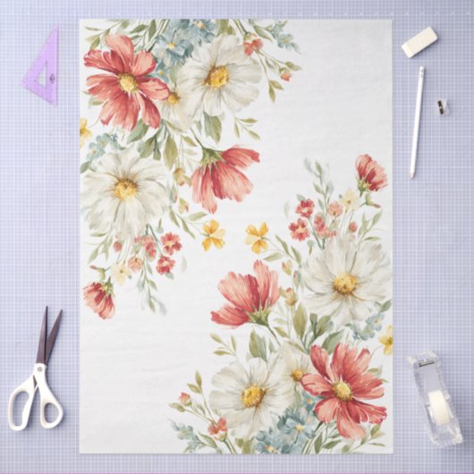 Grote Waterverf Wildflowers Boeket Decoupage Tissuepapier (Craft)