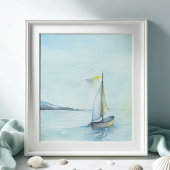 Grote Waterverf zeilboot en Ocean Art Poster