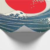 GROTE WAVE EN RODE ZON Blauw Wit Nautisch Cadeaupapier (Hoek)