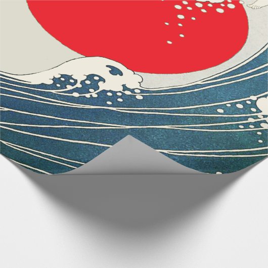 GROTE WAVE EN RODE ZON Blauw Wit Nautisch Cadeaupapier (Hoek)