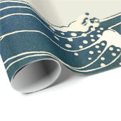 GROTE WAVE EN RODE ZON Blauw Wit Nautisch Cadeaupapier (Rol Hoek)