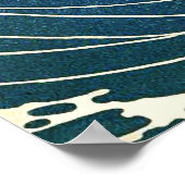 GROTE WAVE EN RODE ZON Blauw Wit Nautisch Poster (Hoek)