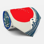 GROTE WAVE EN RODE ZON Blauw Wit Nautisch Stropdas (Opgerold)