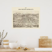 Grote Westerne centrale, CO Panorama-kaart - 1887 Poster (Keuken)