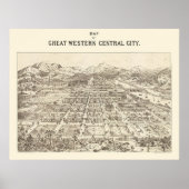 Grote Westerne centrale, CO Panorama-kaart - 1887 Poster (Voorkant)