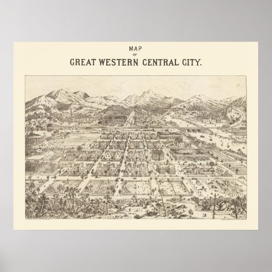 Grote Westerne centrale, CO Panorama-kaart - 1887 Poster (Voorkant)