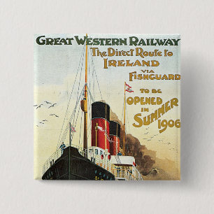 Grote Westerne Spoorweg - aan Ierland Vierkante Button 5,1 Cm
