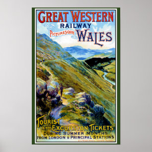 Grote Westerne spoorweg naar Wales Poster