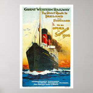 Grote Westerne spoorweg, route naar Ierland Poster