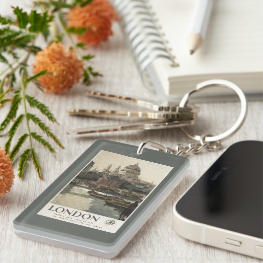 Grote Westerne spoorweg St. Paul's reisposter Sleutelhanger (Voorkant Rechts)