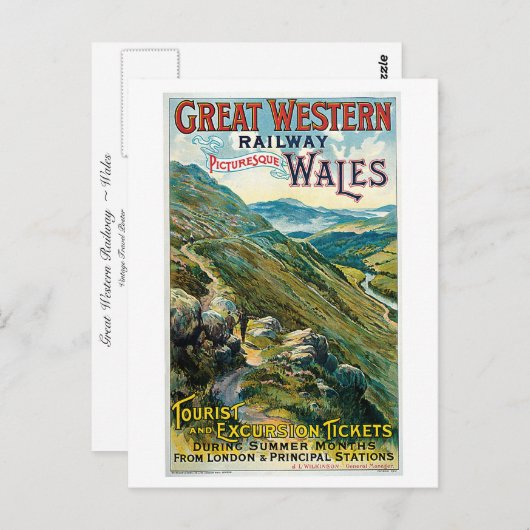 Grote Westerne spoorweg ~ Wales Briefkaart (Voorkant / Achterkant)