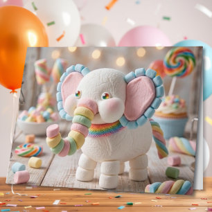 Grote Whimsical Olifant Persoonlijke Verjaardag   Kaart