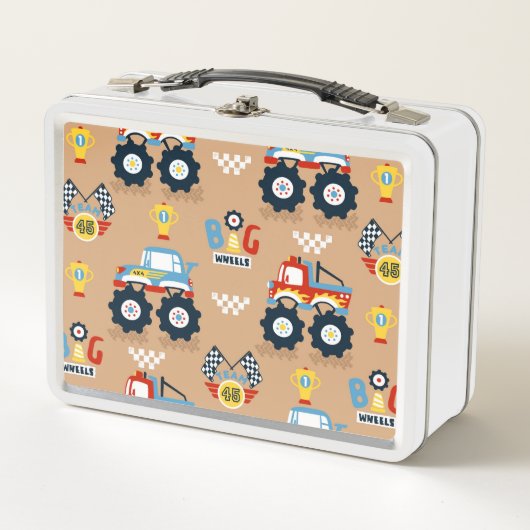 Grote wielen metalen lunchbox (Voorkant)