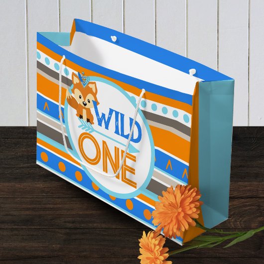 Grote Wild One Woodland Fox 1e Verjaardag Gift Bag Groot Cadeauzakje