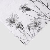 GROTE Wildflower Dragonfly Decoupage Zwart Wit Tissuepapier (Detail)