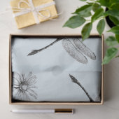 GROTE Wildflower Dragonfly Decoupage Zwart Wit Tissuepapier (Geschenk)
