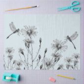 GROTE Wildflower Dragonfly Decoupage Zwart Wit Tissuepapier (Craft)