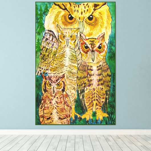 Grote Wildlife Uil Canvas Print (Insitu (Houten vloer))