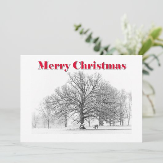 Grote Winter Scene Kerst Kaart Witte Boog (Flat) (Staand voorkant)