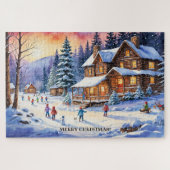 Grote Winter Sneeuw Leuke Kerst Familie Puzzel (Horizontaal)