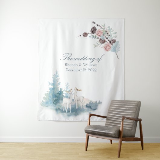 Grote winterdeer Waterverf bruiloft Wandkleed (In situ)