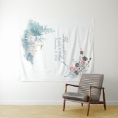 Grote winterhertenbladerwaterkleuren bruiloft wandkleed (In Situ (horizontaal))