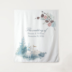 Grote winterhertenloof watercolorbruiloft  wandkleed