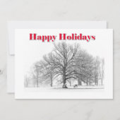 Grote winterscène Vakantie Kaart White Bow (Flat) (Voorkant)