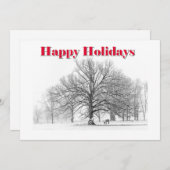 Grote winterscène Vakantie Kaart White Bow (Flat) (Voorkant / Achterkant)