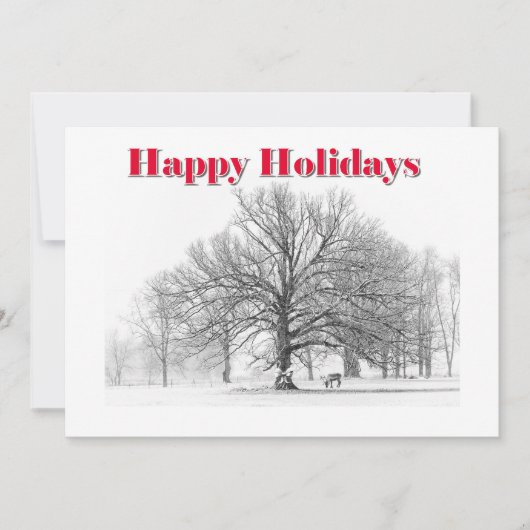 Grote winterse taferelen kerstkaart witte strik (p (Voorkant)