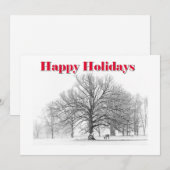 Grote winterse taferelen kerstkaart witte strik (p (Voorkant / Achterkant)