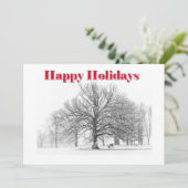 Grote winterse taferelen kerstkaart witte strik (p (Staand voorkant)