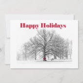 Grote winterse vakantie Kaart Red Bow (Flat) (Voorkant)