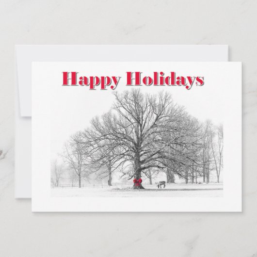 Grote winterse vakantie Kaart Red Bow (Flat) (Voorkant)