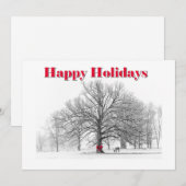 Grote winterse vakantie Kaart Red Bow (Flat) (Voorkant / Achterkant)