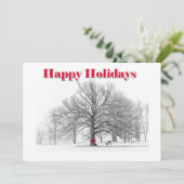 Grote winterse vakantie Kaart Red Bow (Flat) (Staand voorkant)